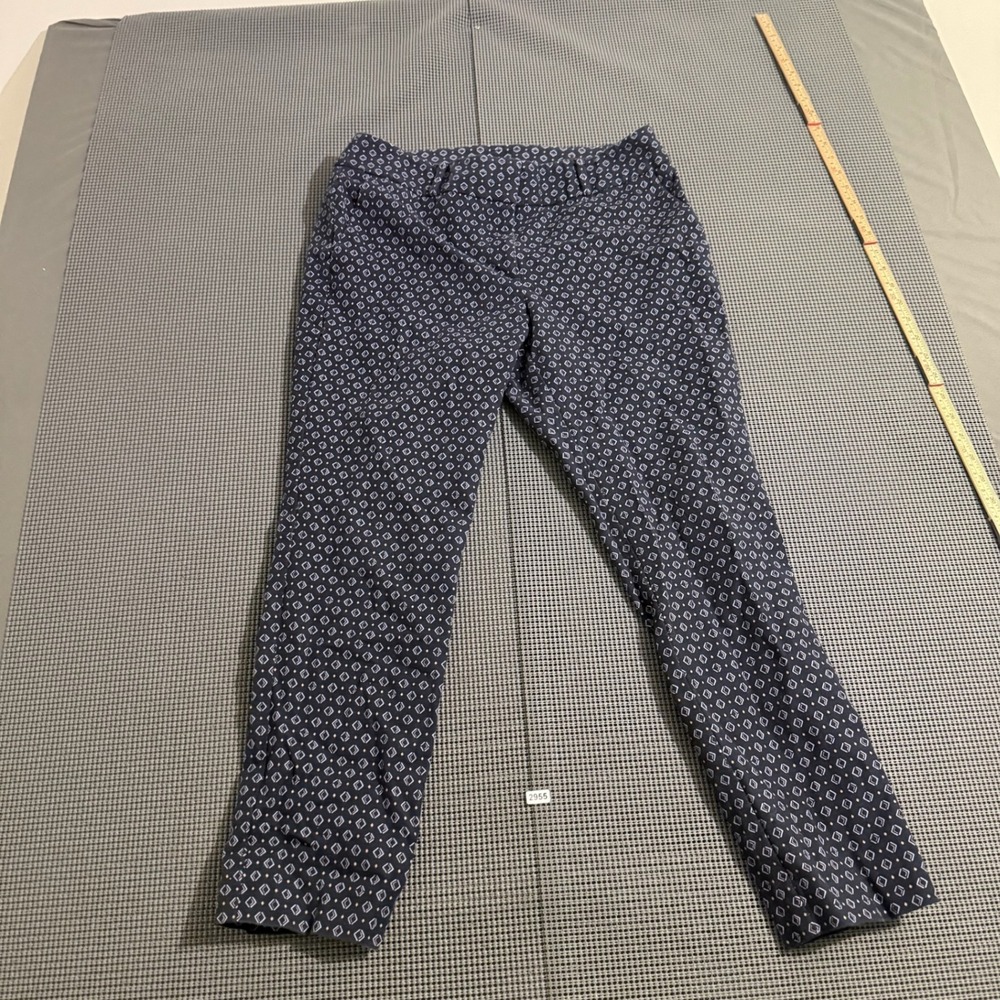 Ann Taylor LOFT Julie Skinny Navy Blue Geometric Print Ankle Pants Size 10P